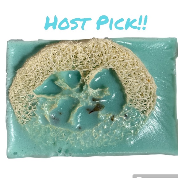 Hand Crafted Loofah Shea Butter Soap - JuJuBee Vanilla Scent (Teal Rectangle) - Picture 4 of 7
